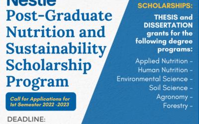 Call for Applications – Nestle Post-Graduate Nutrition and Sustainability Scholarship Program