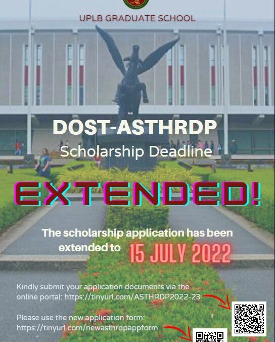 DOST-ASTHRDP scholarship application has been extended to 15 JULY 2022